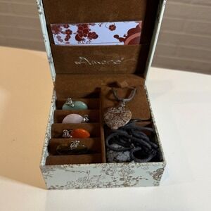 Amore‎ Semi Precious Stone Heart Necklace Set, Changeable Pendants